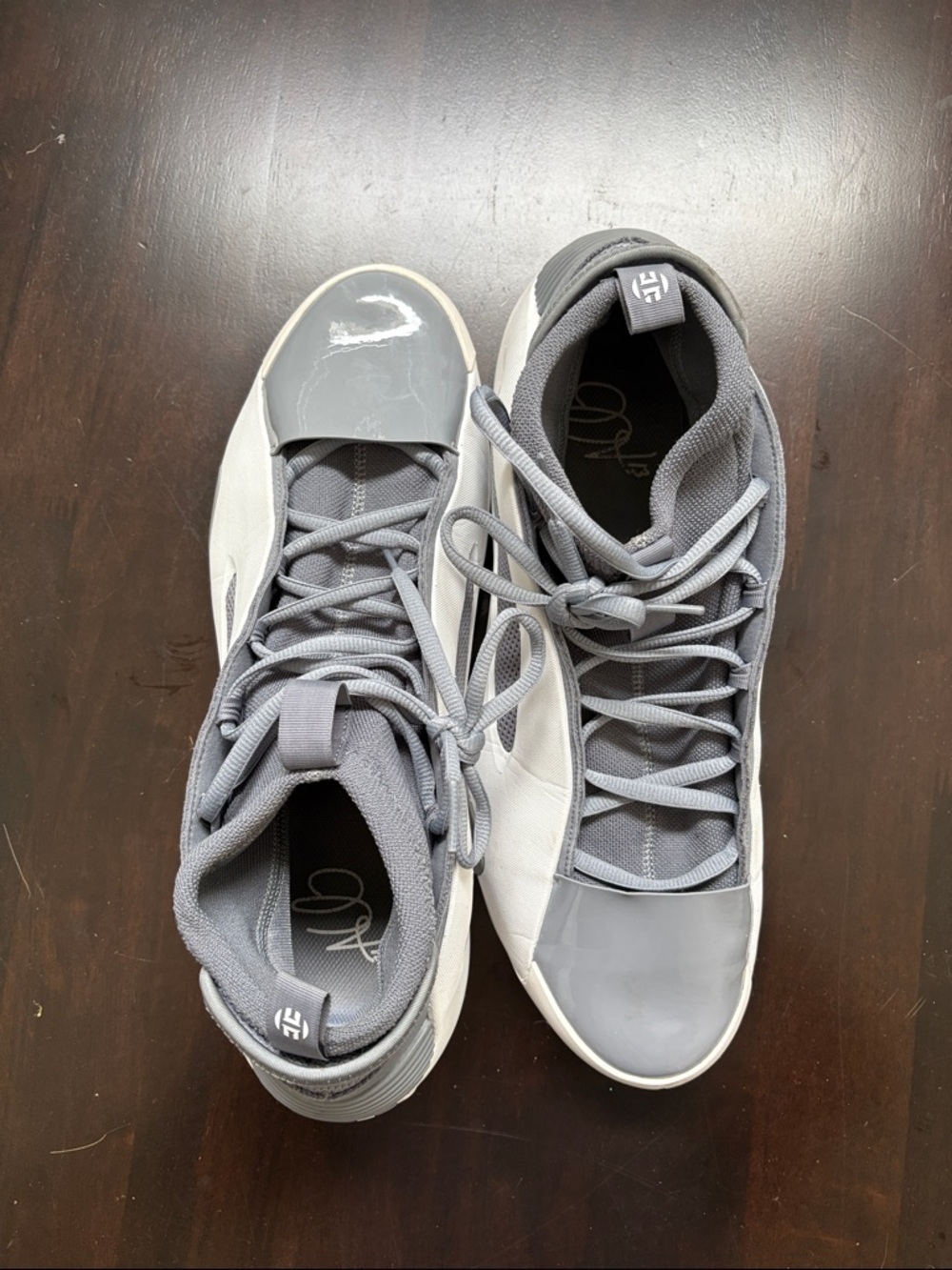 Men's Adidas Harden’s  in Light Gray and Dark Gray size 14 - Picture 3 of 5